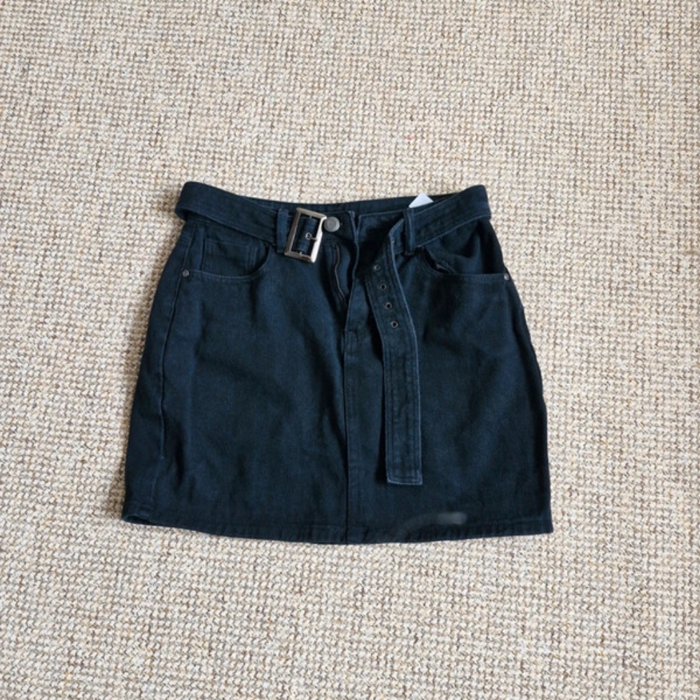 Black Denim Mini Skirt